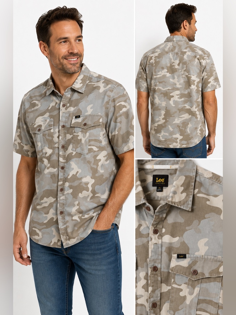 Lee Heritage Men’s Camo Short Sleeve Button-Up Shirt XL NWT